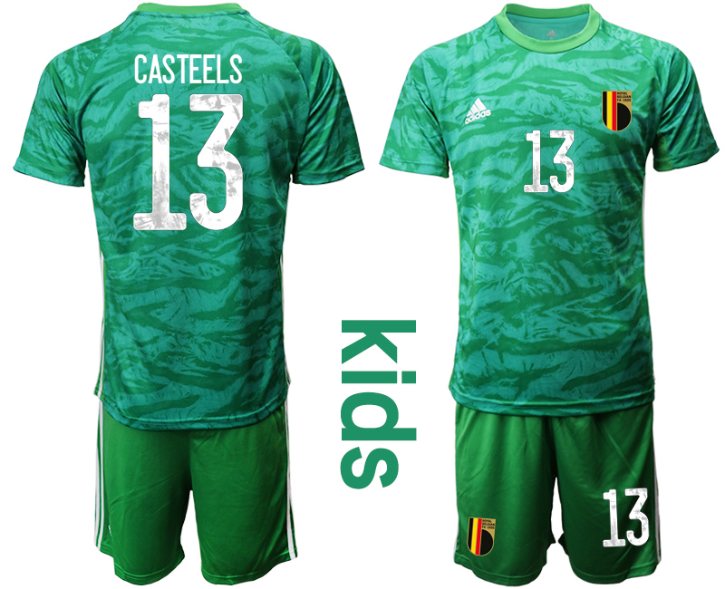 2021 European Cup Belgium green Youth goalkeeper #13 soccer jerseys